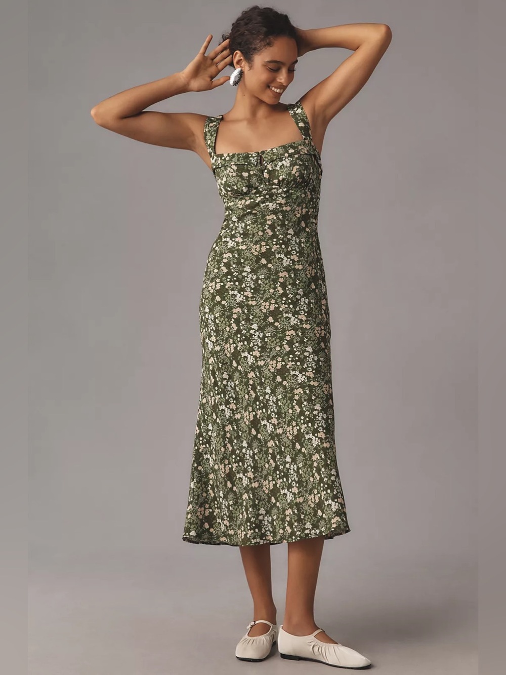 Reformation Tancy Midi Dress In Green 2